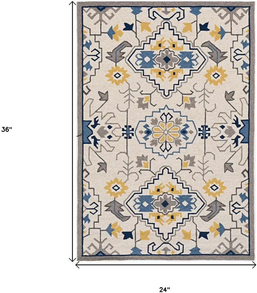 Ivory Polypropylene Accent Rug Photo 3