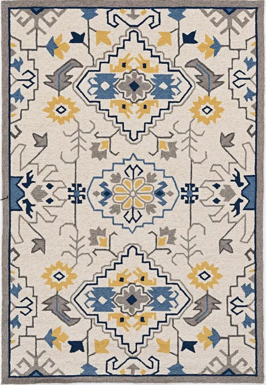 Ivory Polypropylene Accent Rug Photo 2