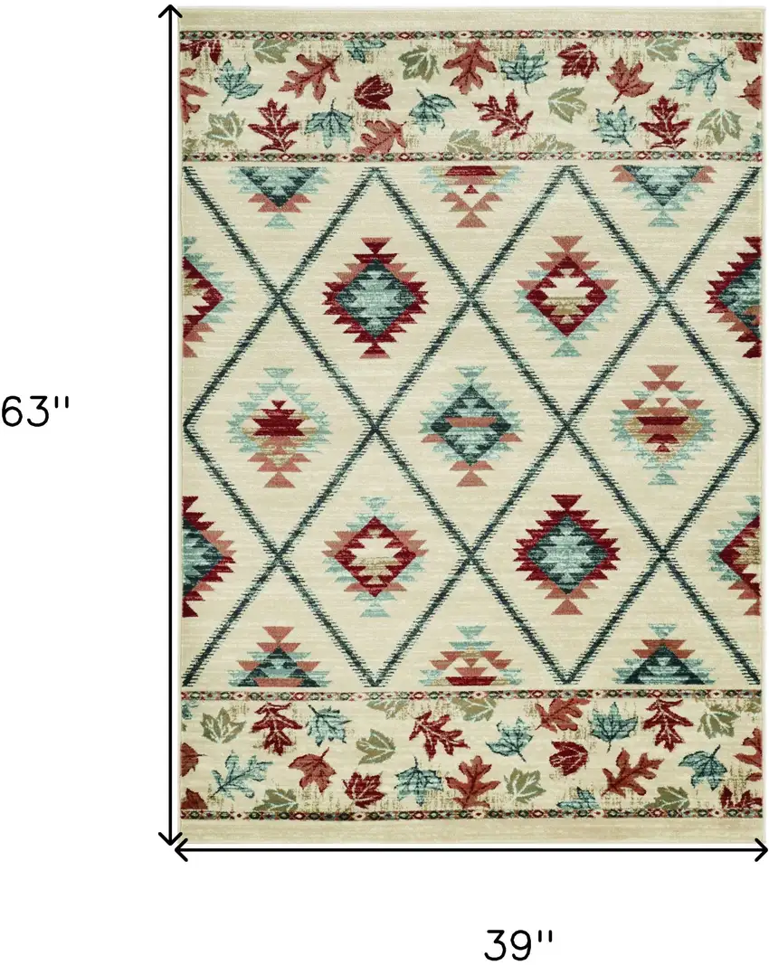 Ivory Polypropylene Rug Photo 3