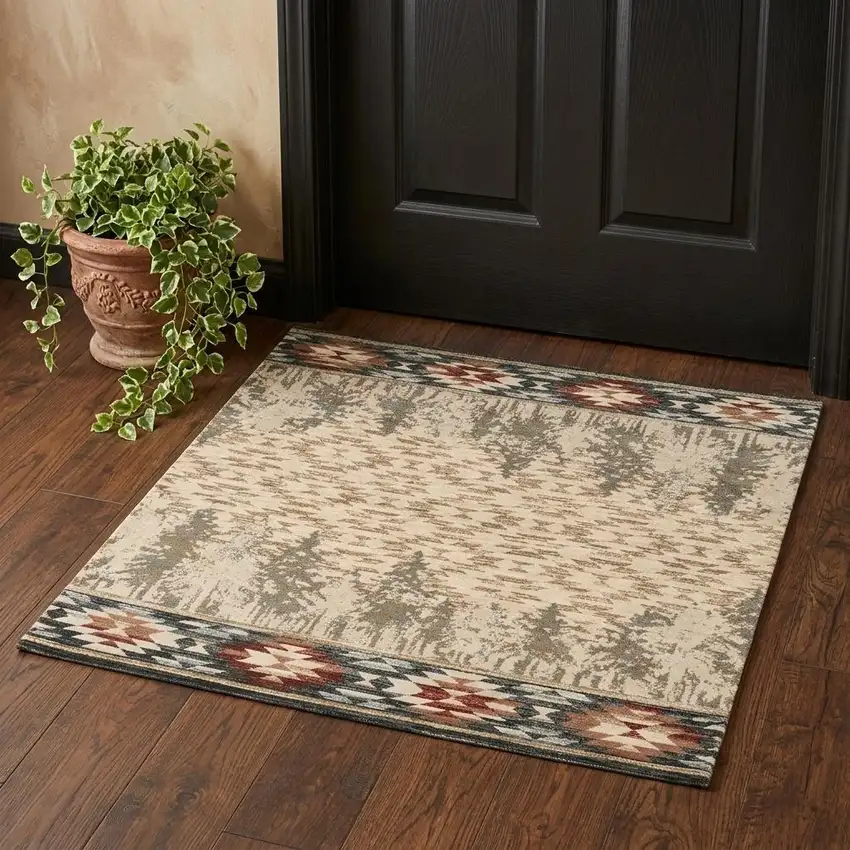 Beige Gray And Rust Southwestern Area Rug Photo 1