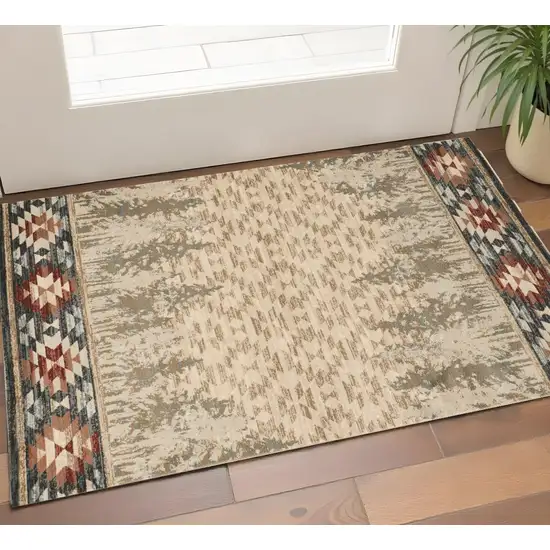 Beige Gray And Rust Southwestern Area Rug Photo 9