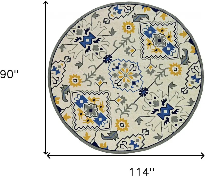 Ivory  Polypropylene Rug Photo 4