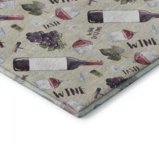 Ivory Purple And Green Geometric Washable Area Rug With UV Protection Photo 8