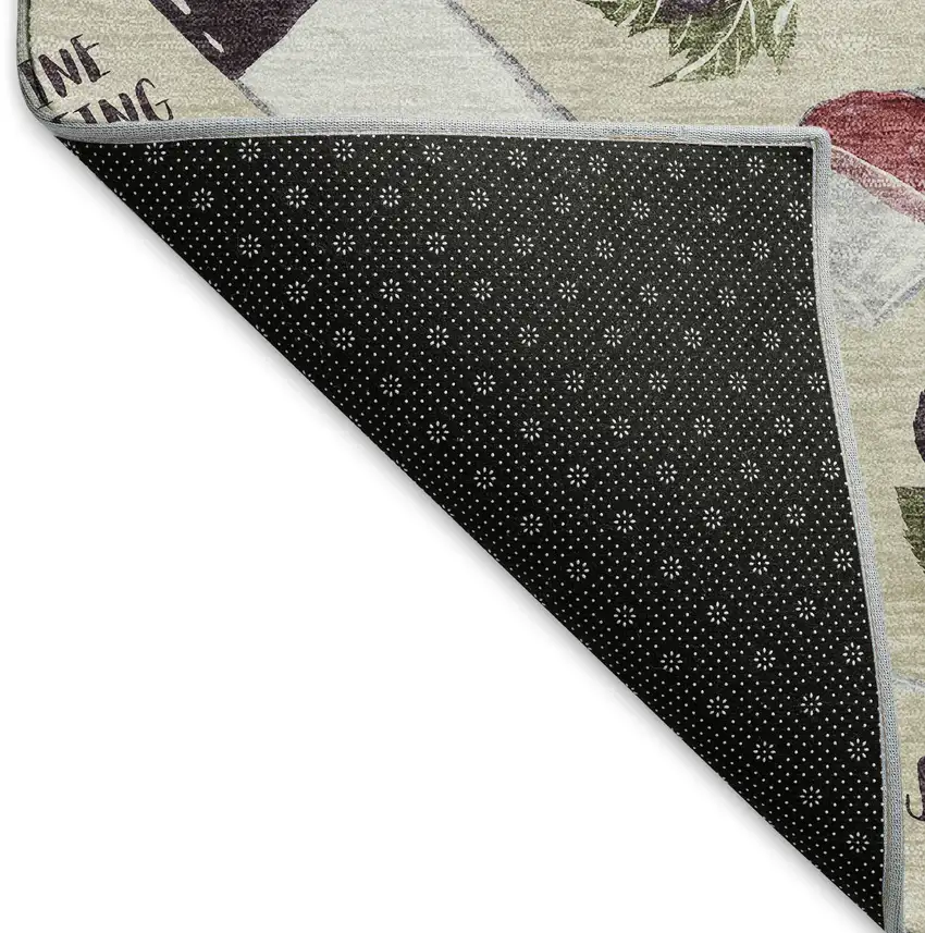 Ivory Purple And Green Geometric Washable Area Rug With UV Protection Photo 7