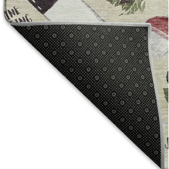 Ivory Purple And Green Geometric Washable Area Rug With UV Protection Photo 6