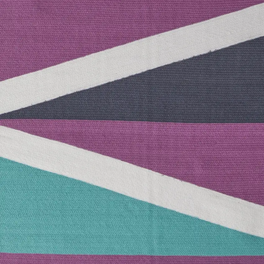 Ivory Purple and Green Geometric Power Loom Area Rug Photo 5