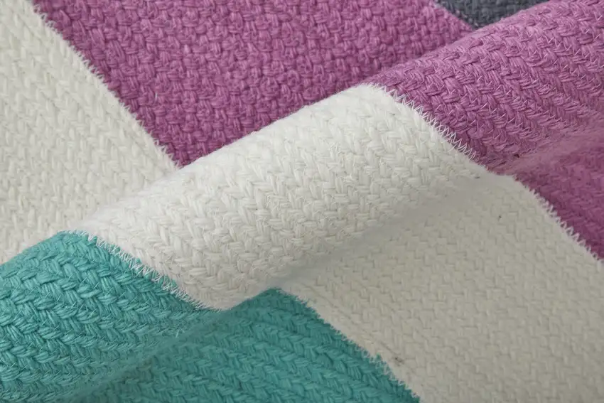 Ivory Purple and Green Geometric Power Loom Area Rug Photo 7
