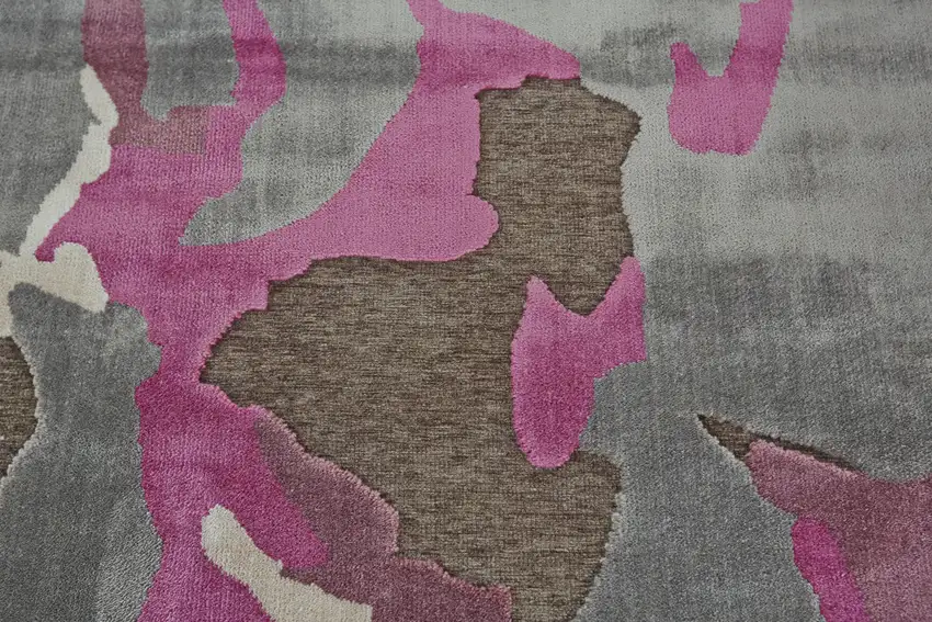 Ivory Purple and Taupe Floral Power Loom Area Rug Photo 5