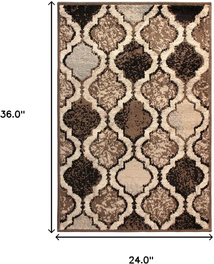 Ivory Quatrefoil Power Loom Distressed Stain Resistant Area Rug Photo 6
