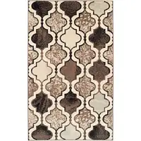 Photo of Ivory Quatrefoil Power Loom Distressed Stain Resistant Area Rug