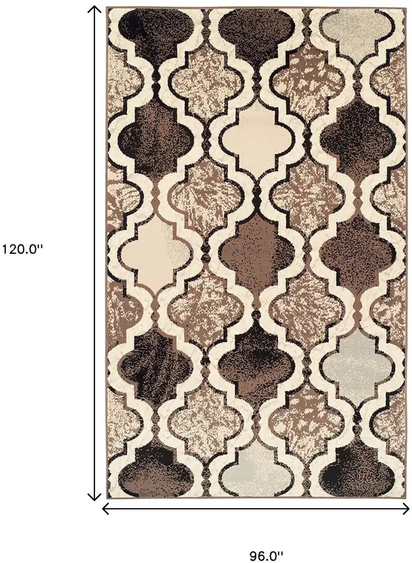Ivory Quatrefoil Power Loom Distressed Stain Resistant Area Rug Photo 8