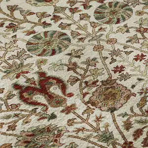 Photo of Ivory Red And Blue Floral Washable Area Rug With UV Protection