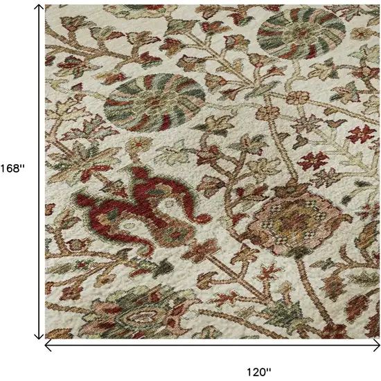 Ivory Red And Blue Floral Washable Area Rug With UV Protection Photo 8