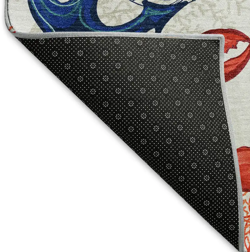 Ivory Red And Blue Nautical Washable Area Rug With UV Protection Photo 7