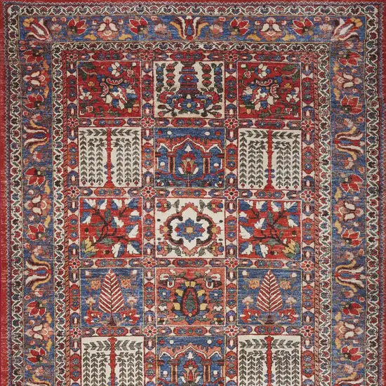 Ivory Red And Blue Oriental Distressed Non Skid Area Rug Photo 8