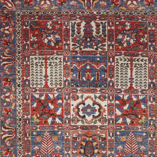 Ivory Red And Blue Oriental Distressed Non Skid Area Rug Photo 7