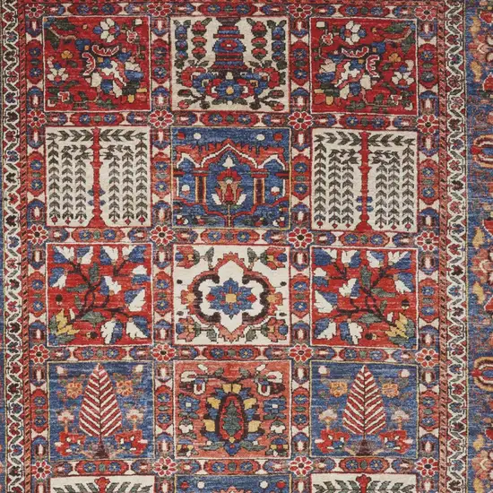 Ivory Red And Blue Oriental Distressed Non Skid Area Rug Photo 8