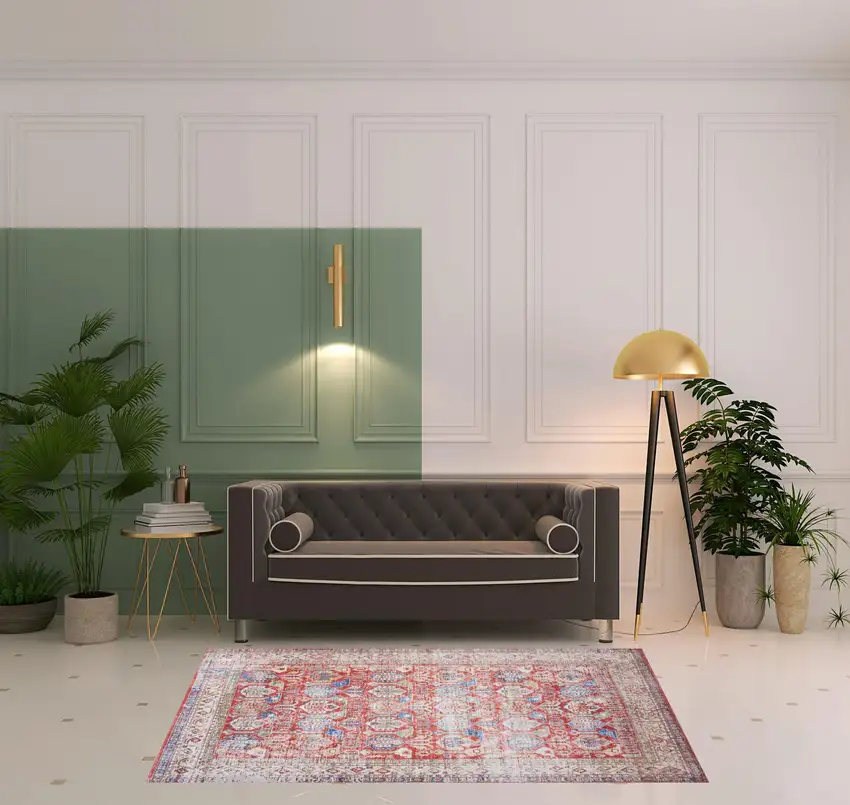 Ivory Red And Blue Oriental Distressed Non Skid Area Rug Photo 1