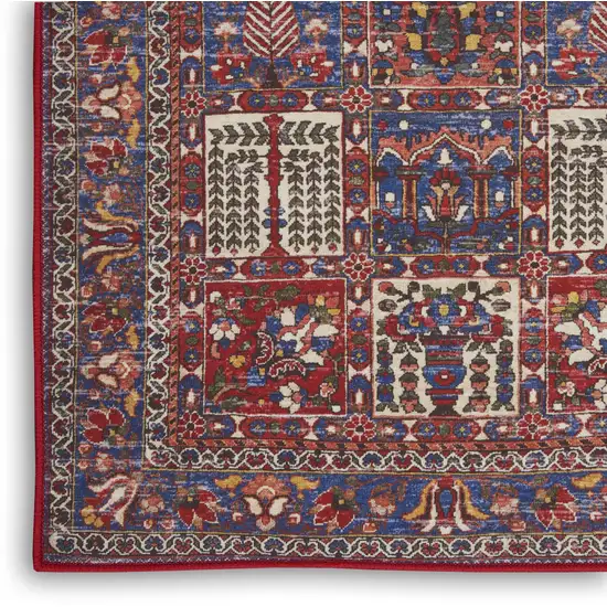 Ivory Red And Blue Oriental Distressed Non Skid Area Rug Photo 4