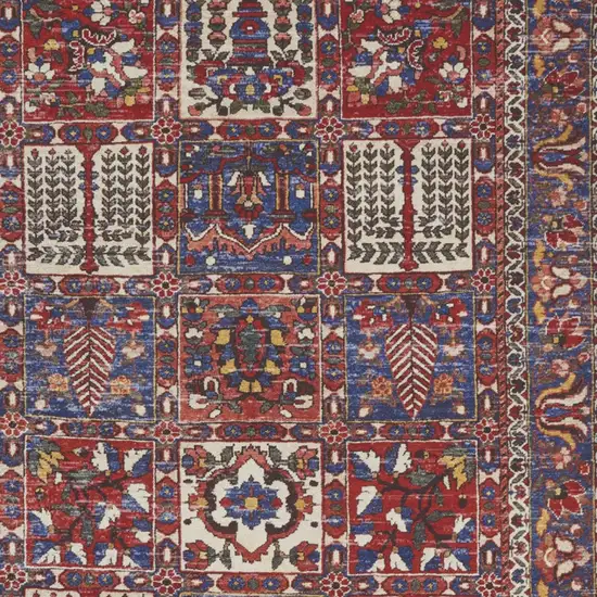 Ivory Red And Blue Oriental Distressed Non Skid Area Rug Photo 8