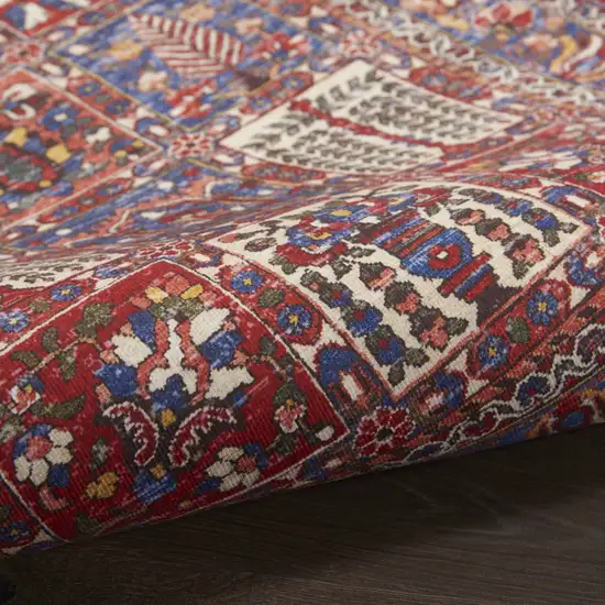 Ivory Red And Blue Oriental Distressed Non Skid Area Rug Photo 8