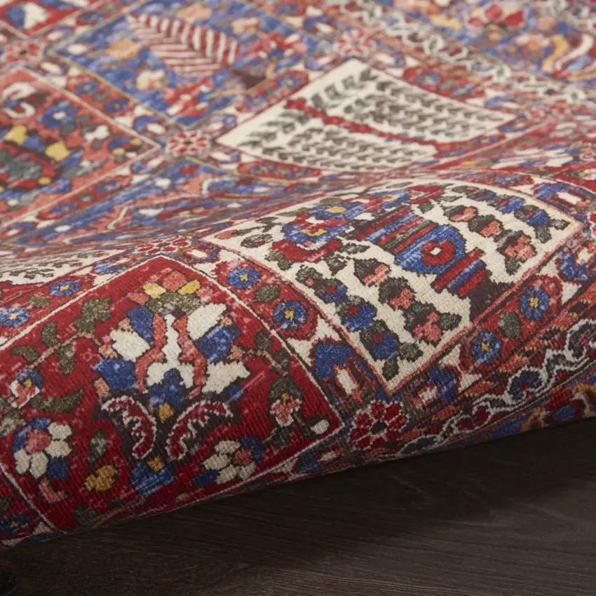 Ivory Red And Blue Oriental Distressed Non Skid Area Rug Photo 8