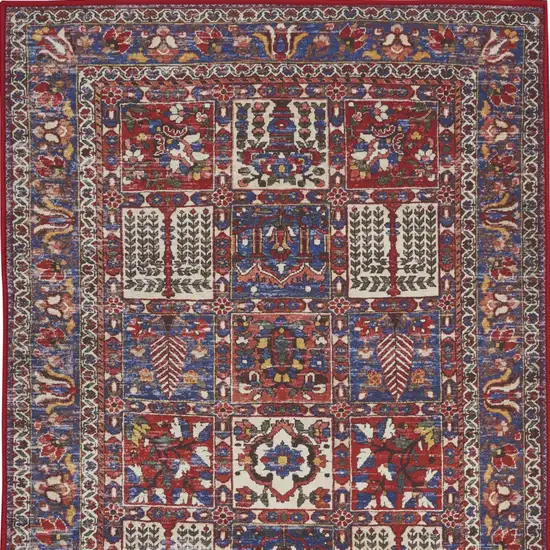 Ivory Red And Blue Oriental Distressed Non Skid Area Rug Photo 7