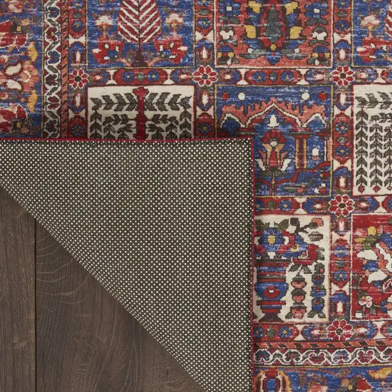 Ivory Red And Blue Oriental Distressed Non Skid Area Rug Photo 9