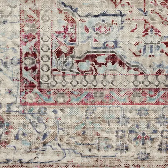 Ivory Red And Brown Floral Distressed Area Rug Photo 8