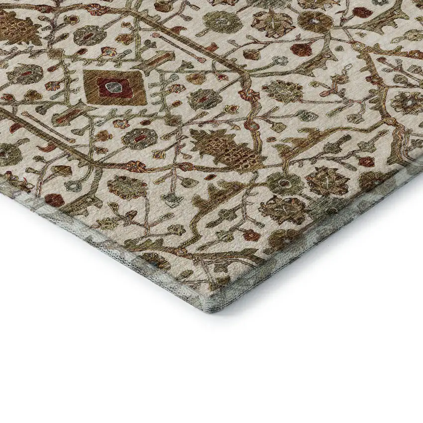 Ivory Red And Gold Oriental Washable Area Rug With UV Protection Photo 6