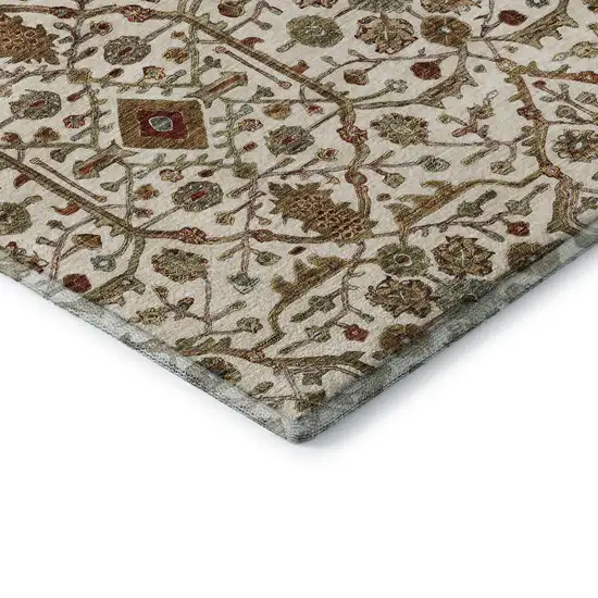 Ivory Red And Gold Oriental Washable Area Rug With UV Protection Photo 7