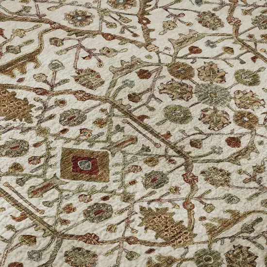 Ivory Red And Gold Oriental Washable Area Rug With UV Protection Photo 9