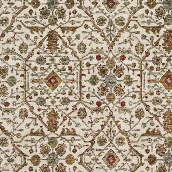 Ivory Red And Gold Oriental Washable Area Rug With UV Protection Photo 2