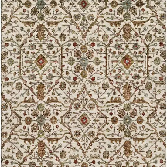 Ivory Red And Gold Oriental Washable Area Rug With UV Protection Photo 2