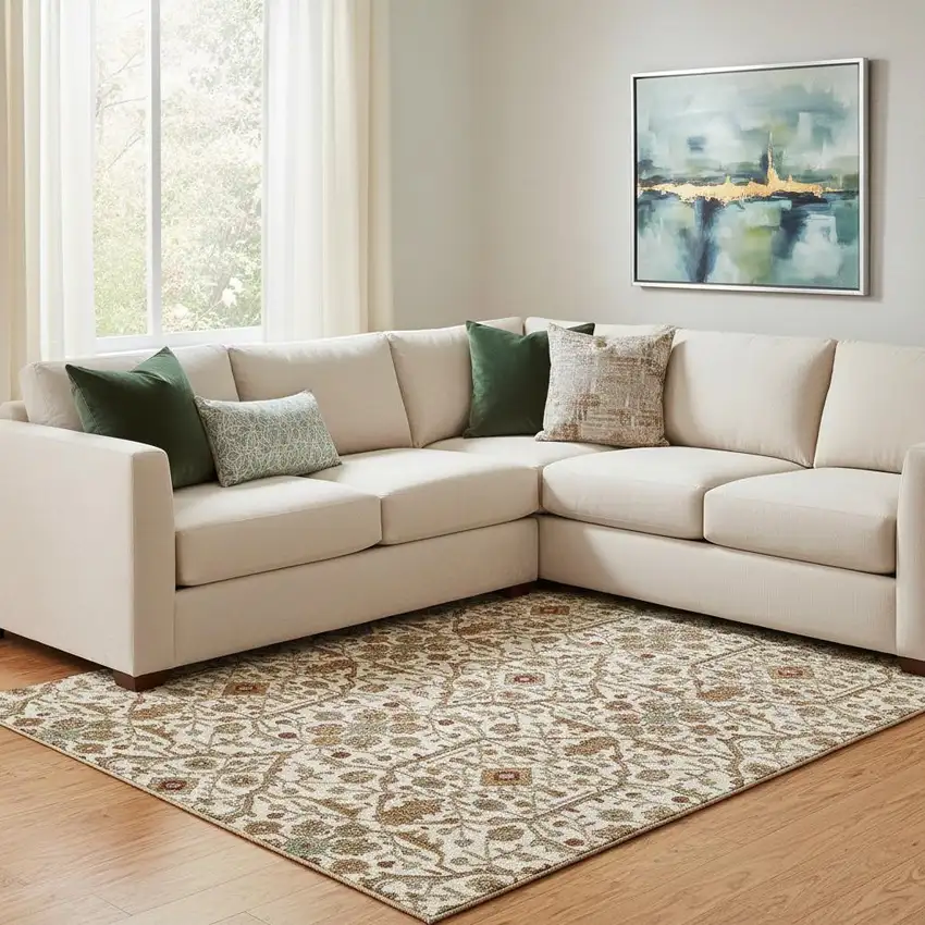 Ivory Red And Gold Oriental Washable Area Rug With UV Protection Photo 2