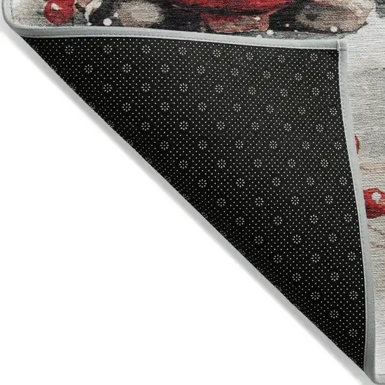 Ivory Red And Gray Gnome Washable Indoor Outdoor Area Rug Photo 8