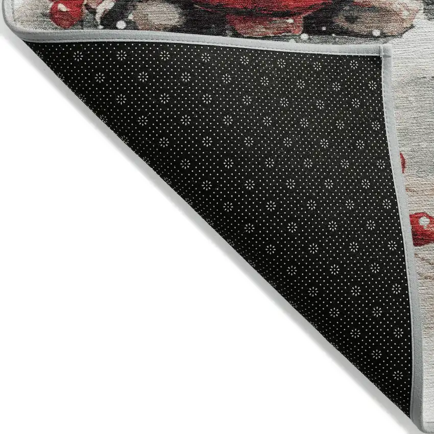 Ivory Red And Gray Gnome Washable Indoor Outdoor Area Rug Photo 8