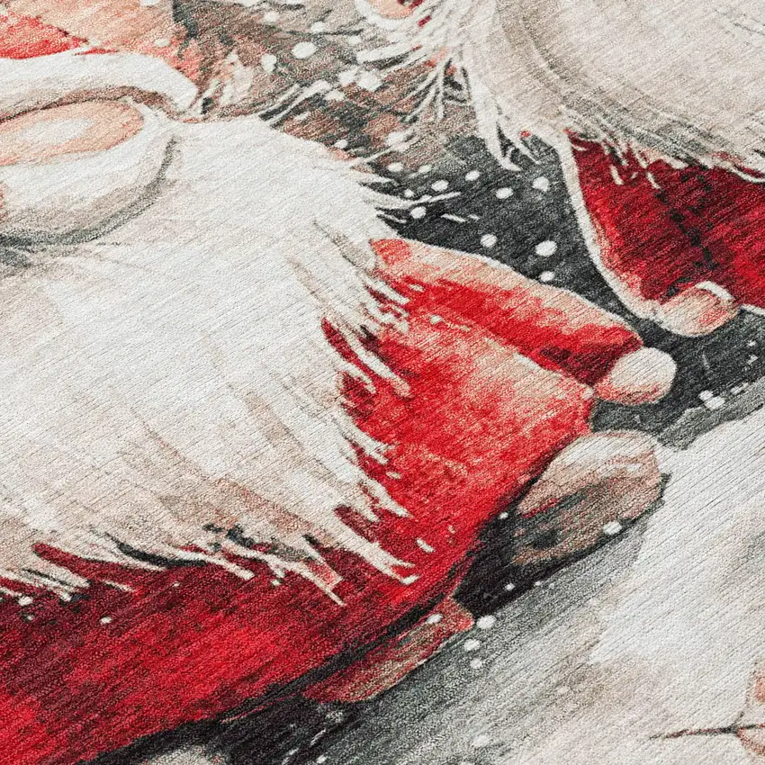 Ivory Red And Gray Botanical Leaves Washable Indoor Outdoor Area Rug Photo 9