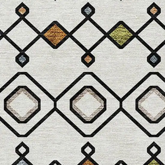 Ivory Red And Gray Geometric Washable Indoor Outdoor Area Rug Photo 5