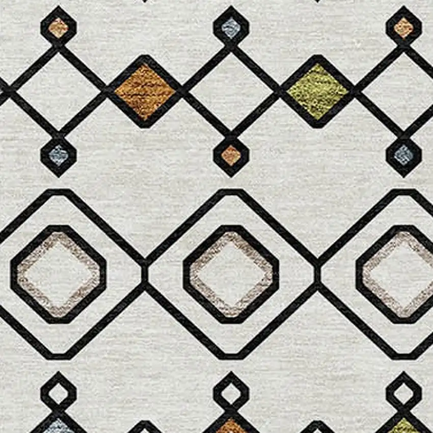 Ivory Red And Gray Geometric Washable Indoor Outdoor Area Rug Photo 5