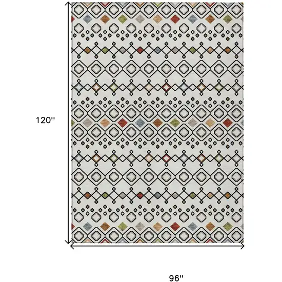 Ivory Red And Gray Geometric Washable Indoor Outdoor Area Rug Photo 3