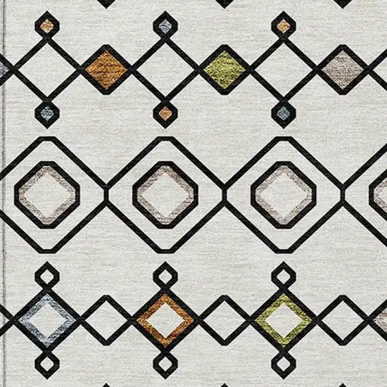 Ivory Red And Gray Geometric Washable Indoor Outdoor Area Rug Photo 7