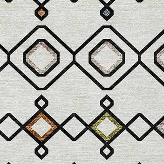 Ivory Red And Gray Geometric Washable Indoor Outdoor Area Rug Photo 5