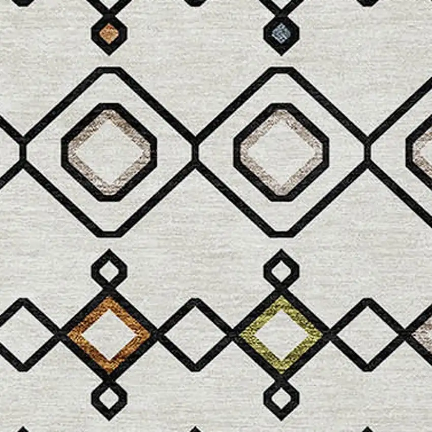 Ivory Red And Gray Geometric Washable Indoor Outdoor Area Rug Photo 5