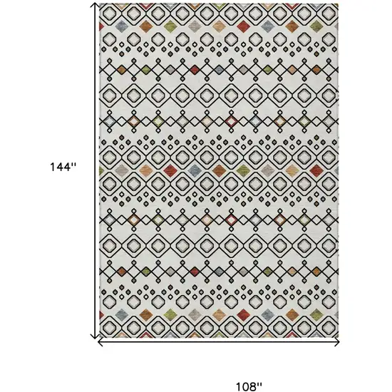 Ivory Red And Gray Geometric Washable Indoor Outdoor Area Rug Photo 3