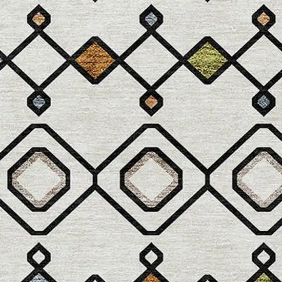 Ivory Red And Gray Geometric Washable Indoor Outdoor Area Rug Photo 5