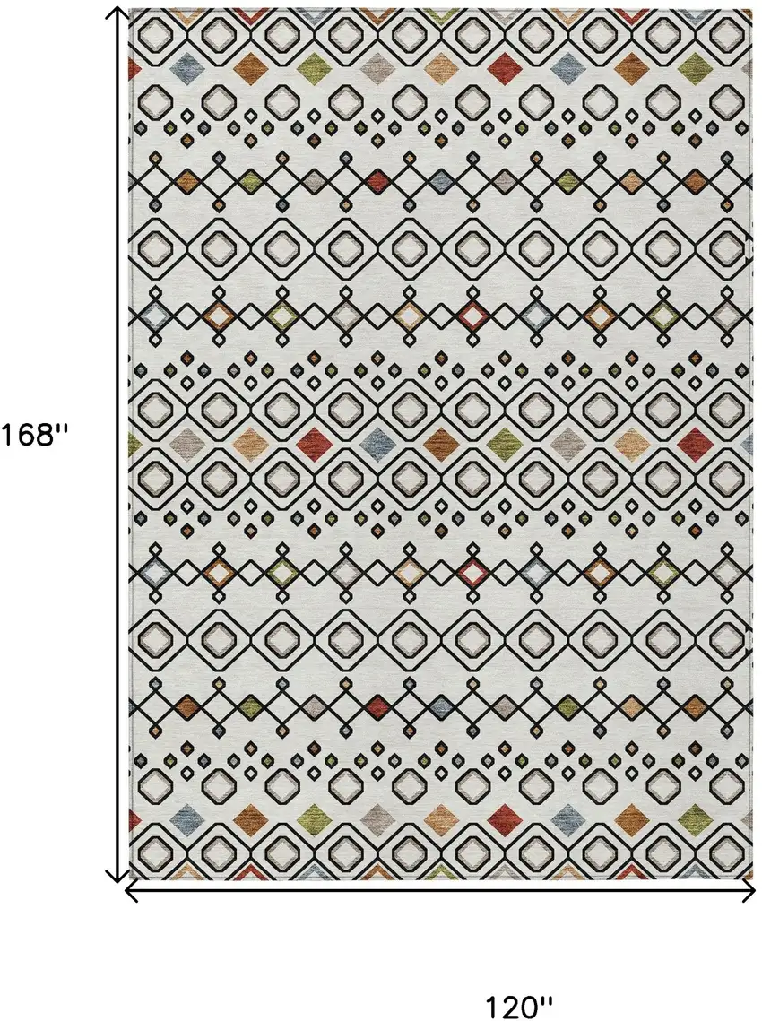 Ivory Red And Gray Geometric Washable Indoor Outdoor Area Rug Photo 3