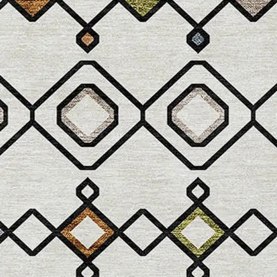 Ivory Red And Gray Geometric Washable Indoor Outdoor Area Rug Photo 5