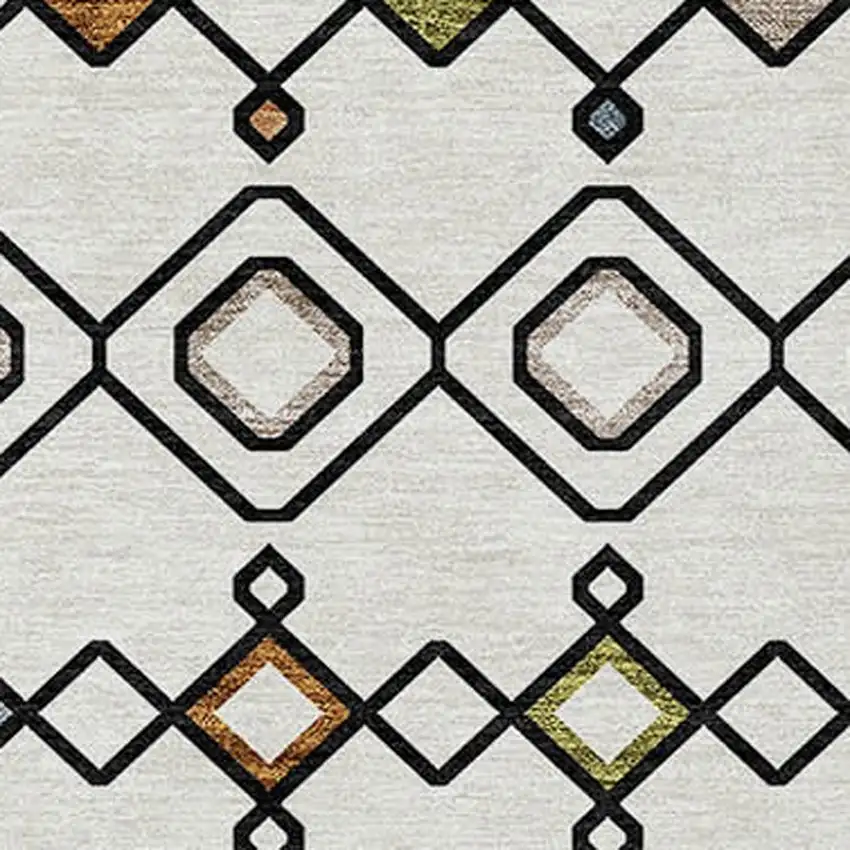 Ivory Red And Gray Geometric Washable Indoor Outdoor Area Rug Photo 5