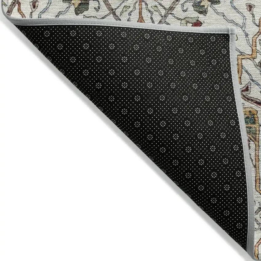 Ivory Red And Green Floral Washable Indoor Outdoor Area Rug Photo 3